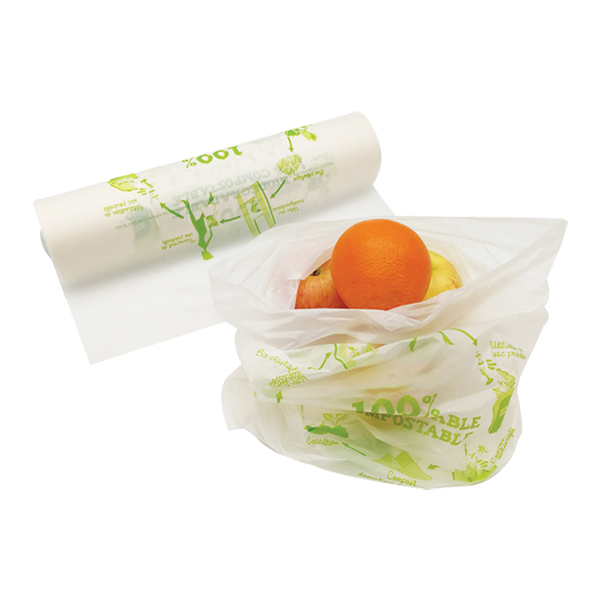 Natural Small Certified Compostable Produce Bag - 500 bags/roll
